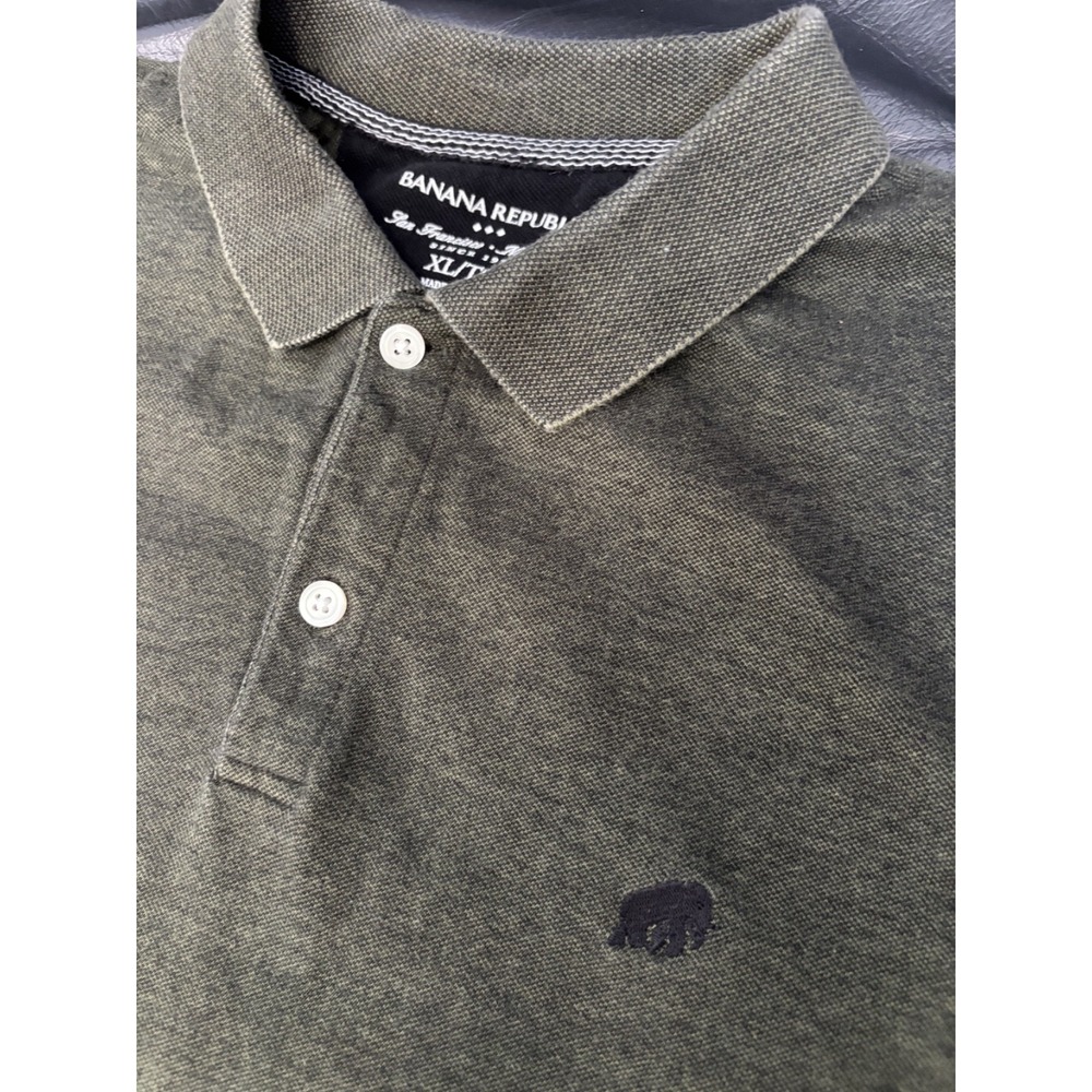 Banana Republic Polo Shirt Short Sleeve Olive Green 100% Cotton Mens XL/TG